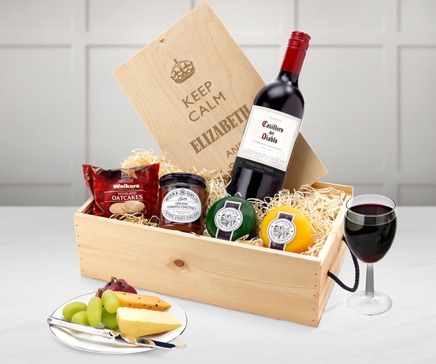 Get Well Soon Cheese & Wine Favourites With Engraved Personalised Lid